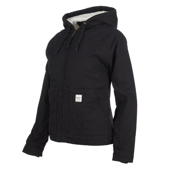 Eddie Bauer Womens Black Hooded Bomber Jacket/NWT/Size L - Picture 2 of 9